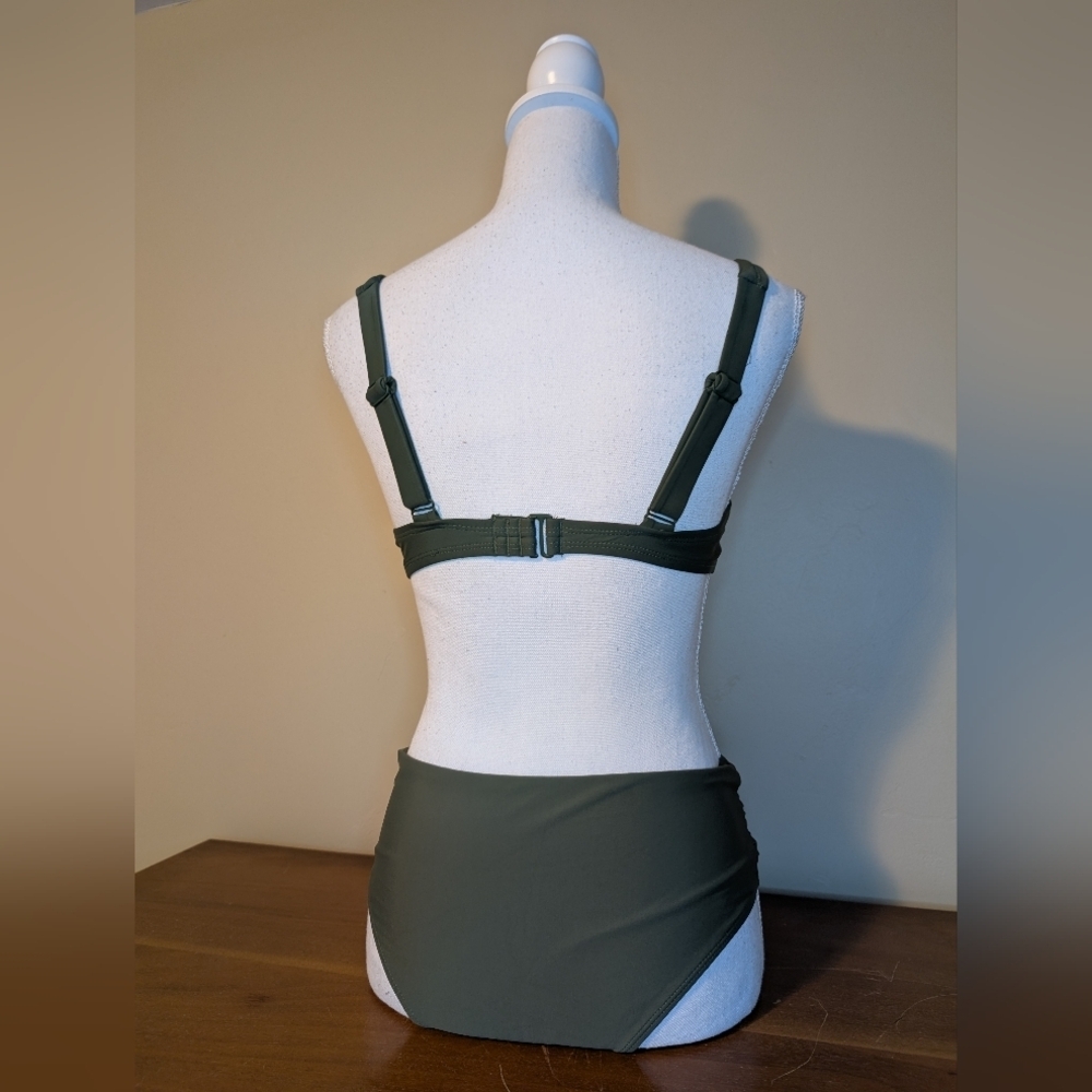 Kona Sol Ruched Army Green Bikini - Small Top, Medium Bottom - Picture 5 of 13